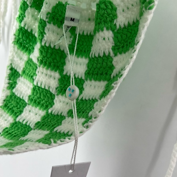 Frankie’s Bikini x Browns Crochet High Cut Side Tie Bikini Bottoms Jade Checker - Picture 5 of 6